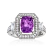 2.25 Carat Amethyst Ring with .96 ct. t.w. White Zircon and .34 ct. ct. t.w. White Topaz in Sterling Silver