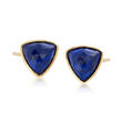 Lapis Triangle Earrings in 18kt Yellow Gold Over Sterling Silver
