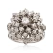 C. 1970 Vintage .60 ct. t.w. Diamond Cluster Ring in 14kt White Gold