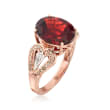 5.00 Carat Oval Garnet and .21 ct. t.w. White and Brown Diamond Ring in 14kt Rose Gold