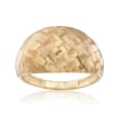 18kt Yellow Gold Diamond-Cut Basketweave Dome Ring