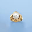 11.5-12mm Cultured Pearl Scalloped Ring in 14kt Yellow Gold
