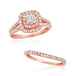 1.00 ct. t.w. Diamond Bridal Set: Engagement and Wedding Rings in 14kt Rose Gold