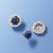 3.30 ct. t.w. Sapphire and 1.60 ct. t.w. White Zircon Jewelry Set: Earrings and Earring Jackets in Sterling Silver