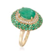 3.60 ct. t.w. Emerald and .16 ct. t.w. Diamond Ring in 14kt Yellow Gold