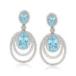 13.15 ct. t.w. Blue and White Topaz Drop Earrings in Sterling Silver