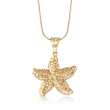 14kt Yellow Gold Beaded Starfish Pendant 
