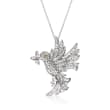 C. 1990 Vintage 1.75 ct. t.w. Diamond Hummingbird Pin/Pendant Necklace with Sapphire Accent in 18kt White Gold