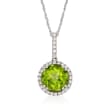 3.10 Carat Peridot and .45 ct. t.w. Diamond Pendant Necklace in 14kt White Gold