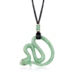 Jade Snake Pendant Necklace with Black Satin Cord