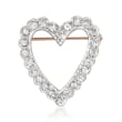 C. 1970 Vintage 1.45 ct. t.w. Diamond Heart Pin Pendant in 14kt White Gold