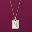 Sterling Silver Personalized ID Tag Necklace with .30 ct. t.w. Diamonds