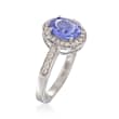 1.10 Carat Tanzanite and .26 ct. t.w. Diamond Ring in 14kt White Gold