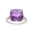 6.15 Carat Amethyst Ring with Diamond Accents in 14kt White Gold