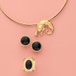 Black Onyx Circle Earrings in 18kt Gold Over Sterling