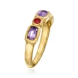 .60 ct. t.w. Amethyst and .10 ct. t.w. Ruby Ring in 14kt Yellow Gold