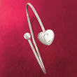 Italian Sterling Silver Single Initial Heart Bypass Bangle Bracelet