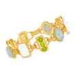 Jade, 4.00 ct. t.w. Peridot and White Enamel Link Bracelet in 18kt Gold Over Sterling