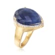 8.50 Carat Sapphire and .10 ct. t.w. White Topaz Ring in 18kt Yellow Gold Over Sterling Silver