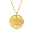 Italian 18kt Gold Over Sterling Evil Eye Circle Pendant Necklace