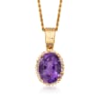 C. 1970 Vintage 8.50 Carat Amethyst and .45 ct. t.w. Diamond Pin/Pendant in 14kt Yellow Gold