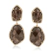 26.00 ct. t.w. Smoky Quartz and 4.70 ct. t.w. White Topaz Drop Earrings in 18kt Gold Over Sterling