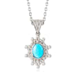 Turquoise Sun Pendant Necklace in Sterling Silver