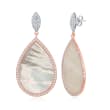 Mother-Of-Pearl and 1.20 ct. t.w. CZ Drop Earrings in Two-Tone Sterling Silver