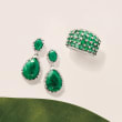 10.50 ct. t.w. Emerald and .35 ct. t.w. Diamond Drop Earrings in Sterling Silver