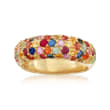 3.10 ct. t.w. Multicolored Sapphire Ring in 18kt Gold Over Sterling