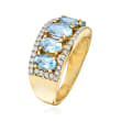 2.00 ct. t.w. Aquamarine and .44 ct. t.w. Diamond Ring in 14kt Yellow Gold