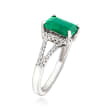 2.10 Carat Emerald and .11 ct. t.w. Diamond Ring in 14kt White Gold