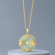Jade &quot;Good Fortune&quot; Butterfly Pendant Necklace in 18kt Gold Over Sterling