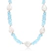15-16mm Cultured Baroque Pearl and 90.00 ct. t.w. Blue Topaz Necklace with 14kt Yellow Gold 