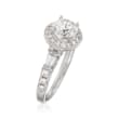 1.70 ct. t.w. Certified Diamond Halo Engagement Ring in 18kt White Gold