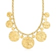 Italian 18kt Gold Over Sterling Ancient Arabic-Inspired Replica Coin Necklace