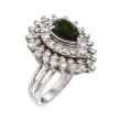 C. 1970 Vintage 1.00 Carat Green Tourmaline and 1.35 ct. t.w. Diamond Ring in 14kt White Gold
