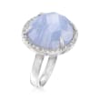 Blue Agate and .50 ct. t.w. White Topaz Ring in Sterling Silver