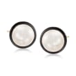 10-10.5mm Cultured Pearl and Black Onyx Earrings in 14kt Yellow Gold