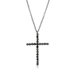 .83 ct. t.w. Black Diamond Cross Pendant Necklace in 18kt White Gold