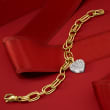 C. 1990 Vintage 1.00 ct. t.w. Diamond Heart Charm Bracelet in 18kt Two-Tone Gold