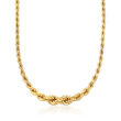 Italian 18kt Gold Over Sterling Silver Graduated Rope Necklace