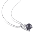 9.5-10mm Black Cultured Tahitian Pearl Pendant Necklace in Sterling Silver