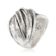 Sterling Silver Textured and Polished Twist Ring