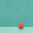 Coral Crown-Style Pendant Necklace in Sterling Silver