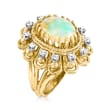 C. 1970 Vintage Opal and .50 ct. t.w. Diamond Cocktail Ring in 14kt Yellow Gold