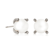 C. 1990 Vintage David Yurman 9mm Cultured Pearl Earrings with Diamond Accents in Sterling Silver