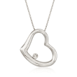 Roberto Coin 18kt White Gold Medium Heart Necklace with Diamond