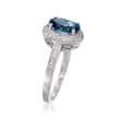 1.80 Carat London Blue Topaz Ring with Diamond Accents in Sterling Silver