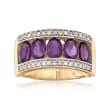 2.20 ct. t.w. Amethyst and .40 ct. t.w. White Zircon Ring in 18kt Gold Over Sterling